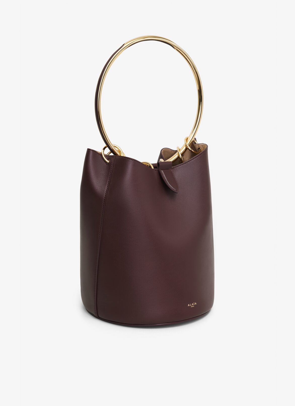 RING LARGE BUCKET BAG IN CALFSKIN ALAÏA CHOCOLATE RING LARGE BUCKET BAG IN CALFSKIN